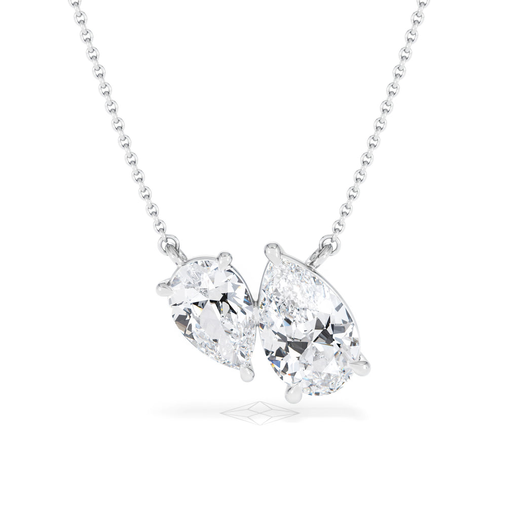 Toi Et Moi 3.00ct Pear Cut Lab Diamond 2 Stone Necklace in 18K White Gold