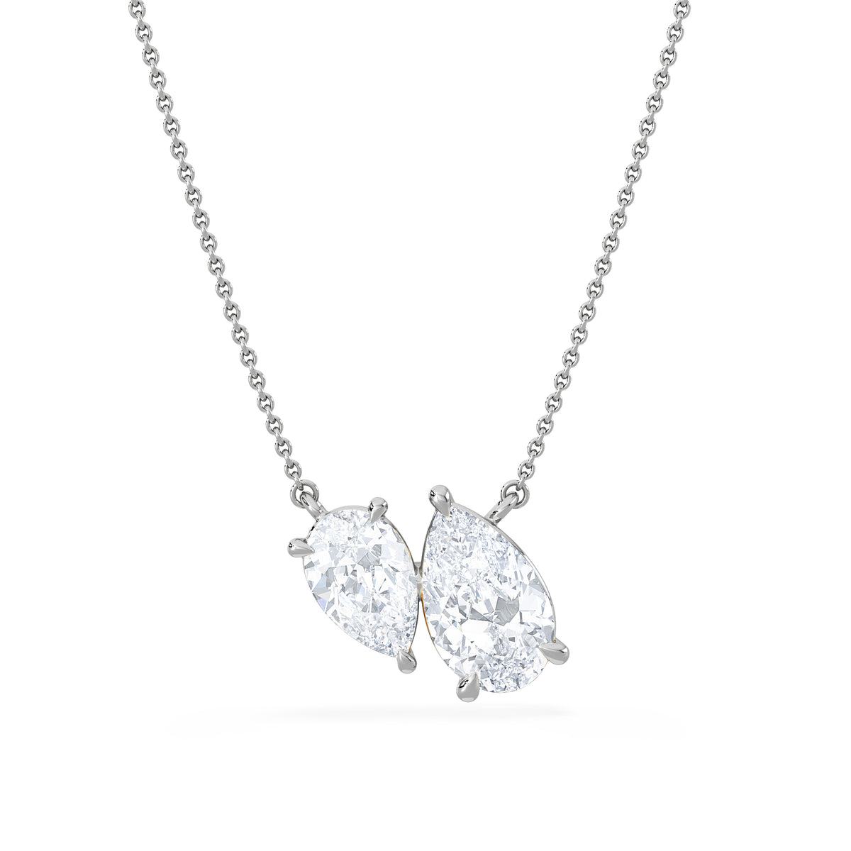 Toi Et Moi 3.00ct Pear Cut Lab Diamond 2 Stone Necklace in 18K White Gold