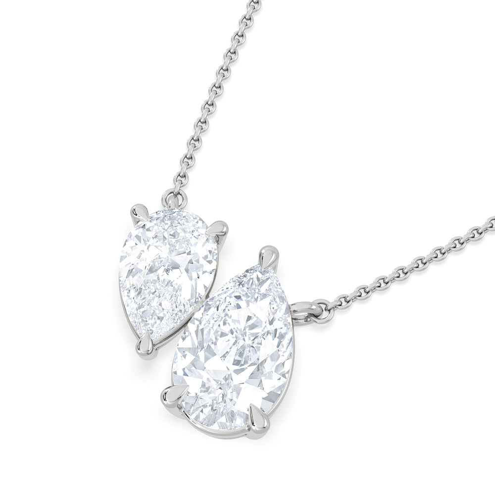 Toi Et Moi 3.00ct Pear Cut Lab Diamond 2 Stone Necklace in 18K White Gold