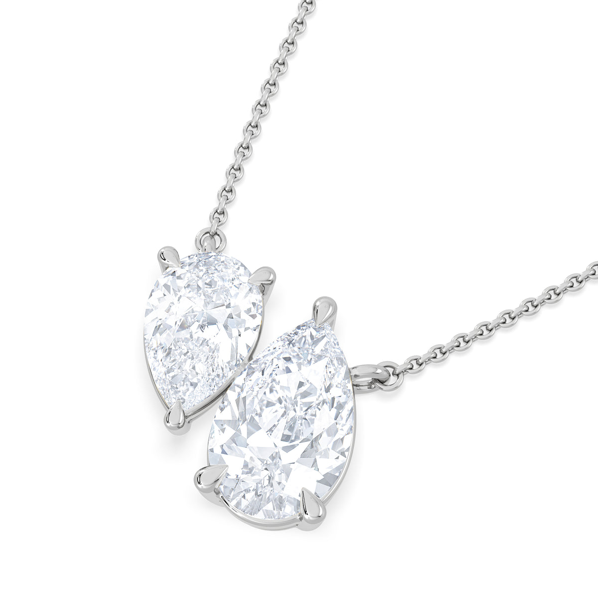 Toi Et Moi 3.00ct Pear Cut Lab Diamond 2 Stone Necklace in 18K White Gold