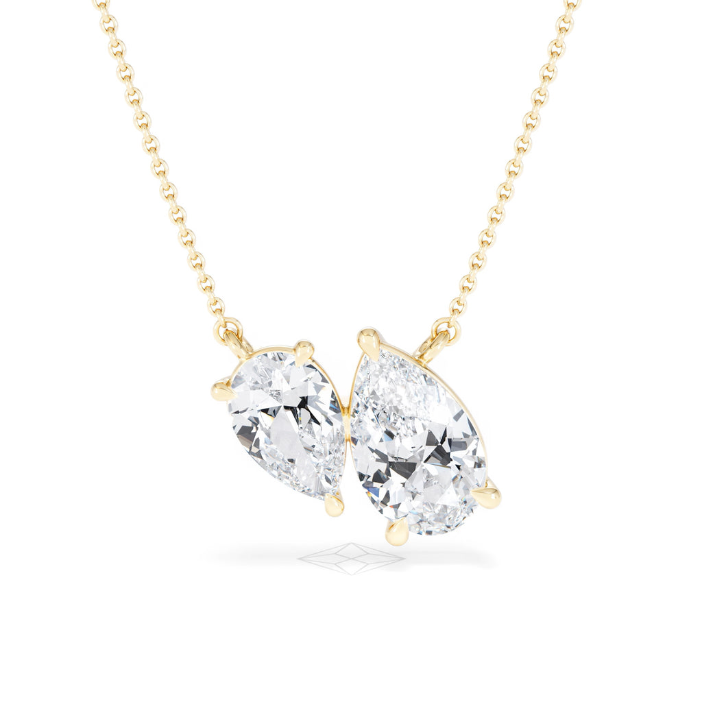 Toi Et Moi 3.00ct Pear Cut Lab Diamond 2 Stone Necklace in 18K Yellow Gold