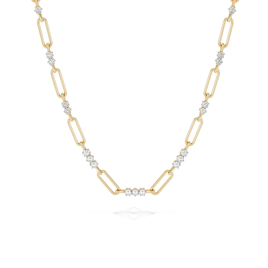 Paperclip 1.50ct Lab Diamond Link Necklace in 18K Yellow Gold