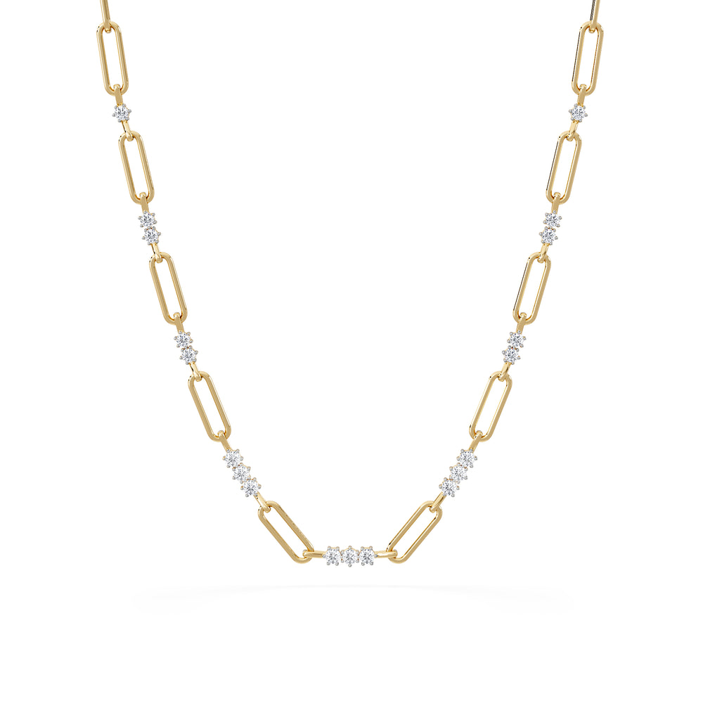 Paperclip 1.50ct Lab Diamond Link Necklace in 18K Yellow Gold