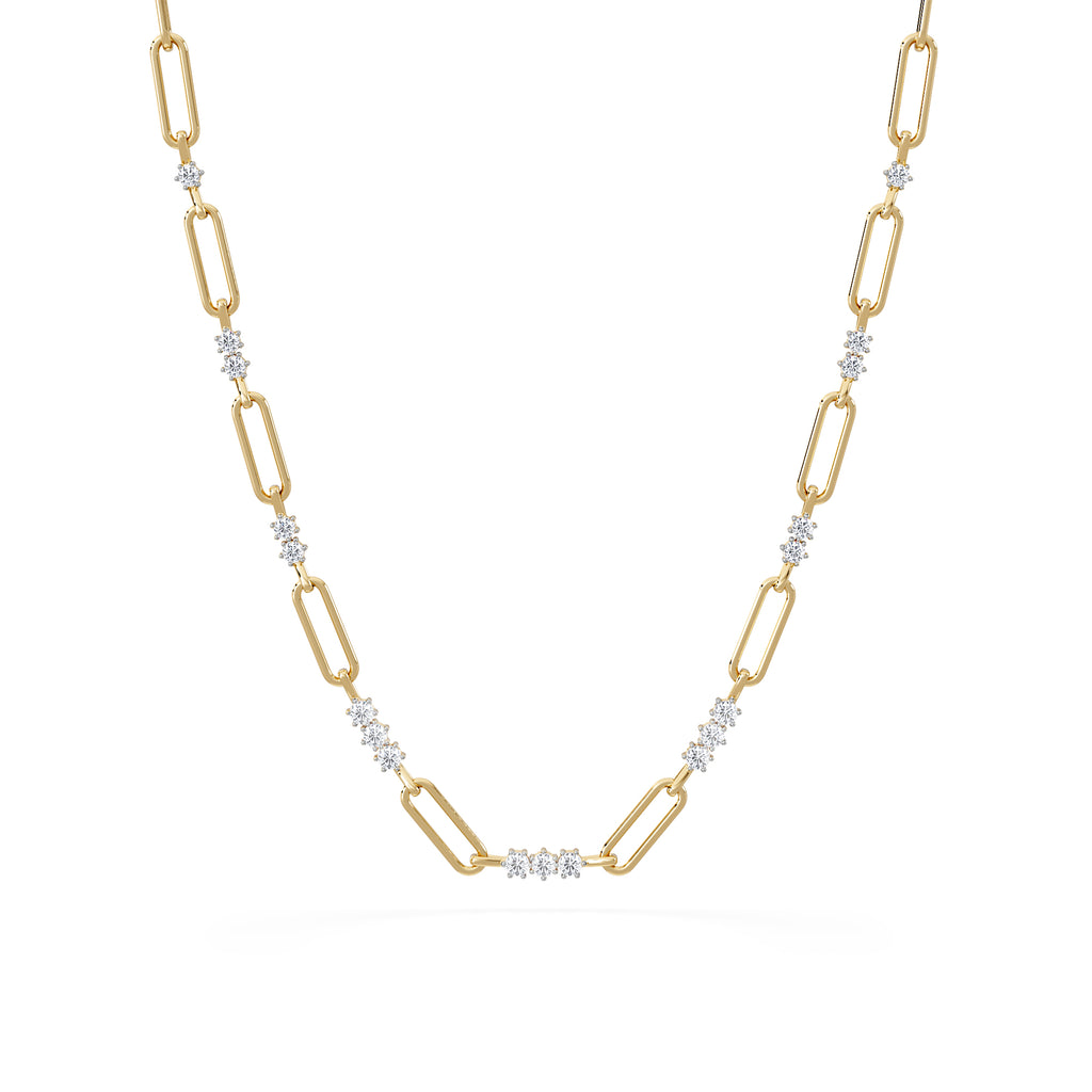 Paperclip 1.50ct Lab Diamond Link Necklace in 18K Yellow Gold