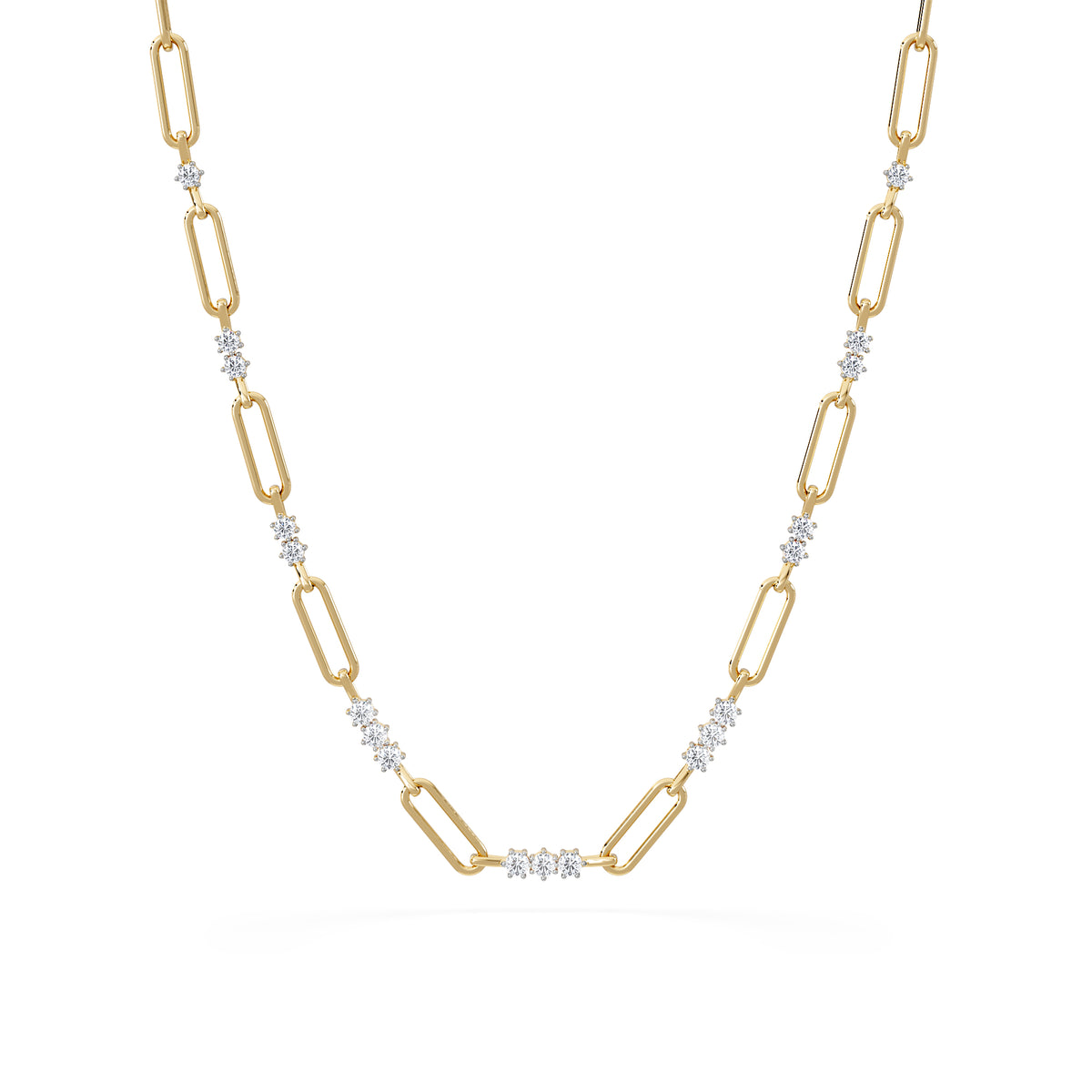Paperclip 1.50ct Lab Diamond Link Necklace in 18K Yellow Gold