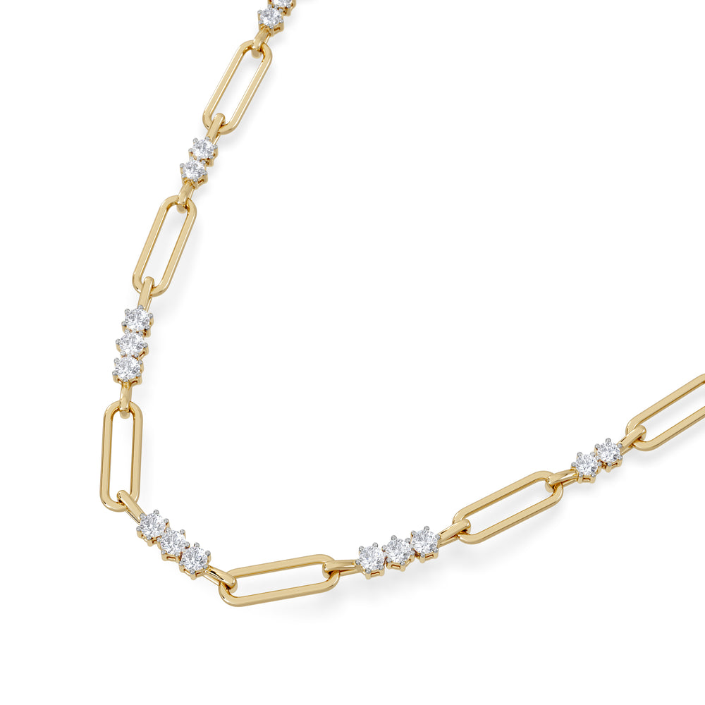 Paperclip 1.50ct Lab Diamond Link Necklace in 18K Yellow Gold