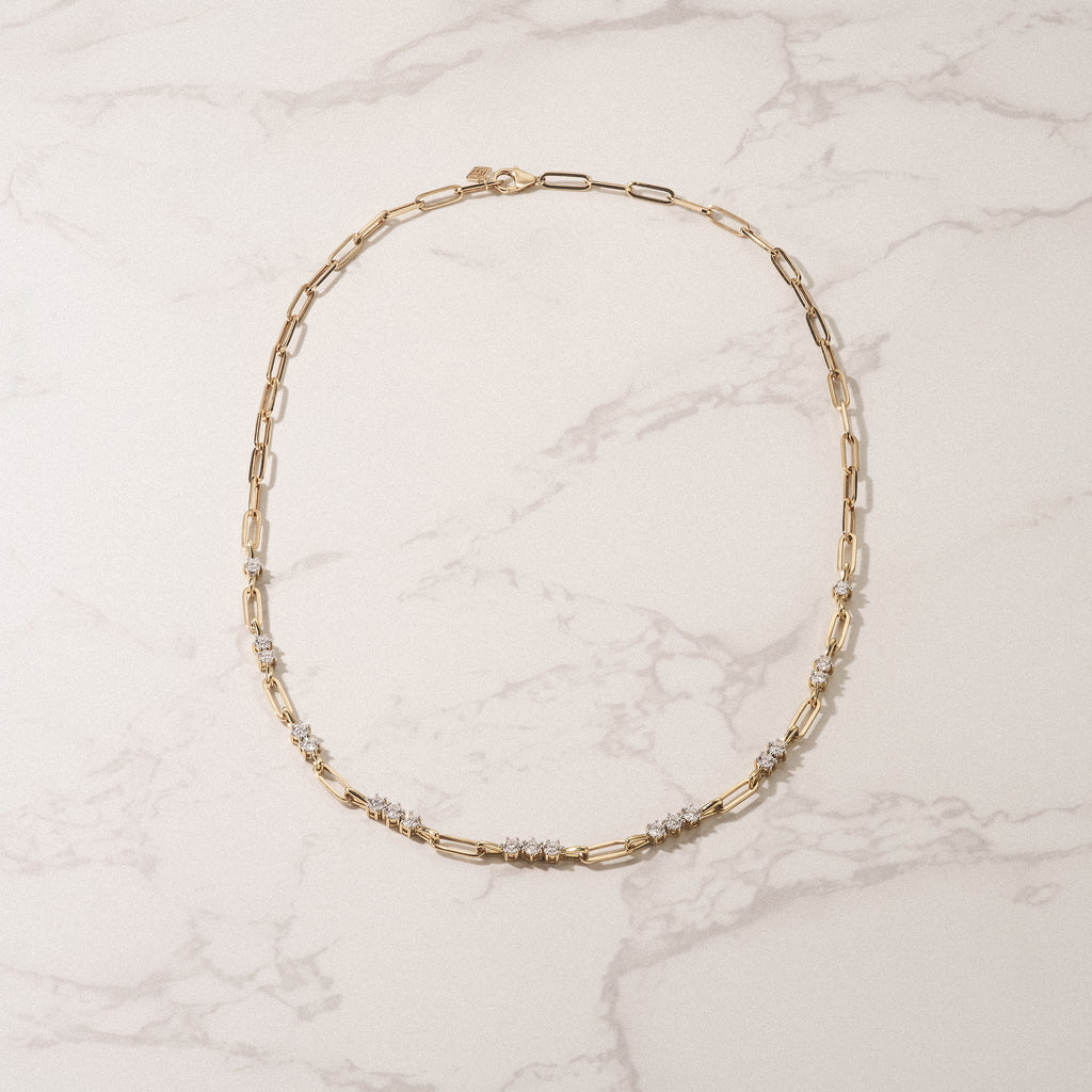 Paperclip 1.50ct Lab Diamond Link Necklace in 18K Yellow Gold
