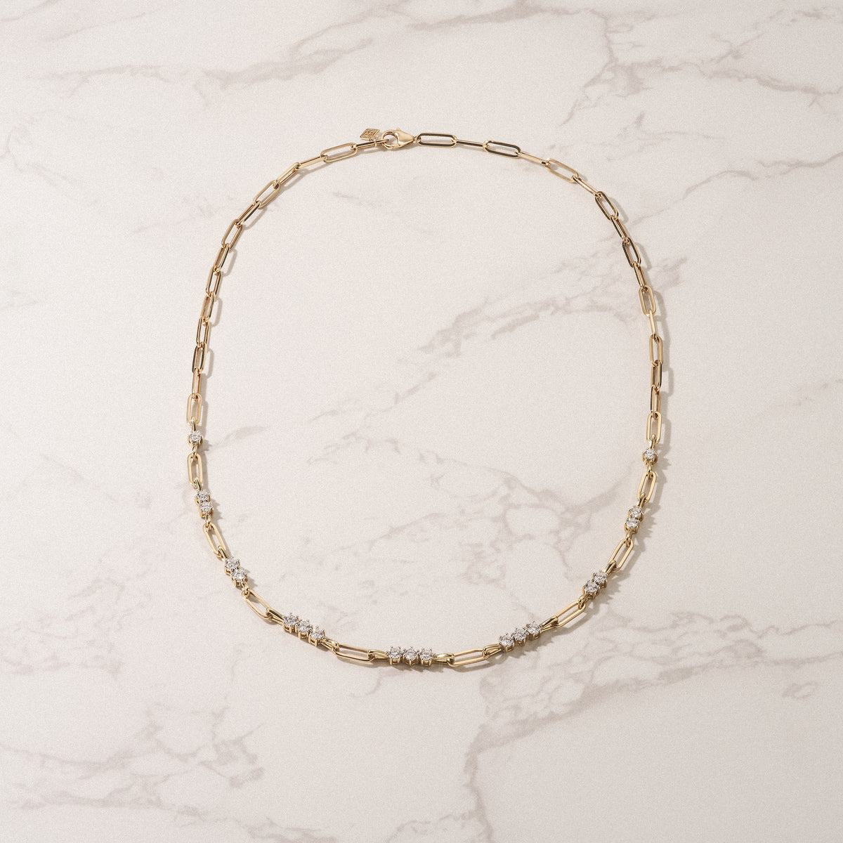 Paperclip 1.50ct Lab Diamond Link Necklace in 18K Yellow Gold