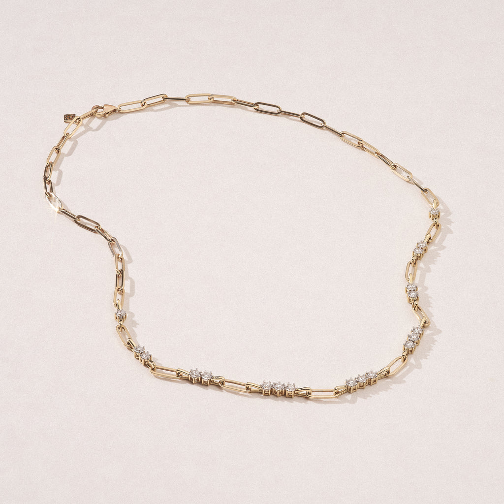 Paperclip 1.50ct Lab Diamond Link Necklace in 18K Yellow Gold