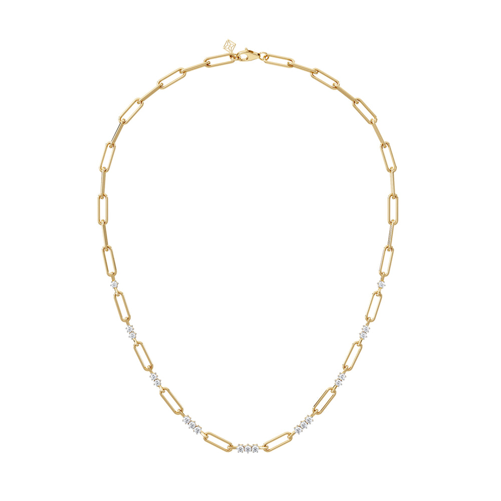 Paperclip 1.50ct Lab Diamond Link Necklace in 18K Yellow Gold