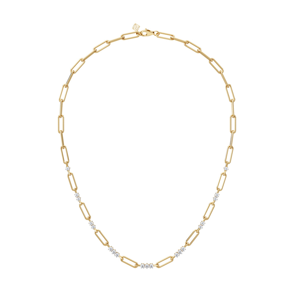 Paperclip 1.50ct Lab Diamond Link Necklace in 18K Yellow Gold