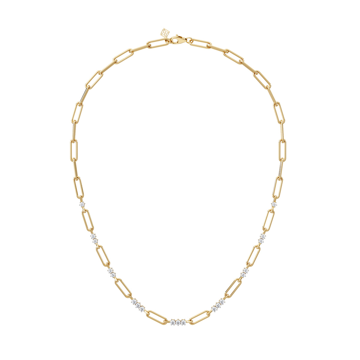 Paperclip 1.50ct Lab Diamond Link Necklace in 18K Yellow Gold