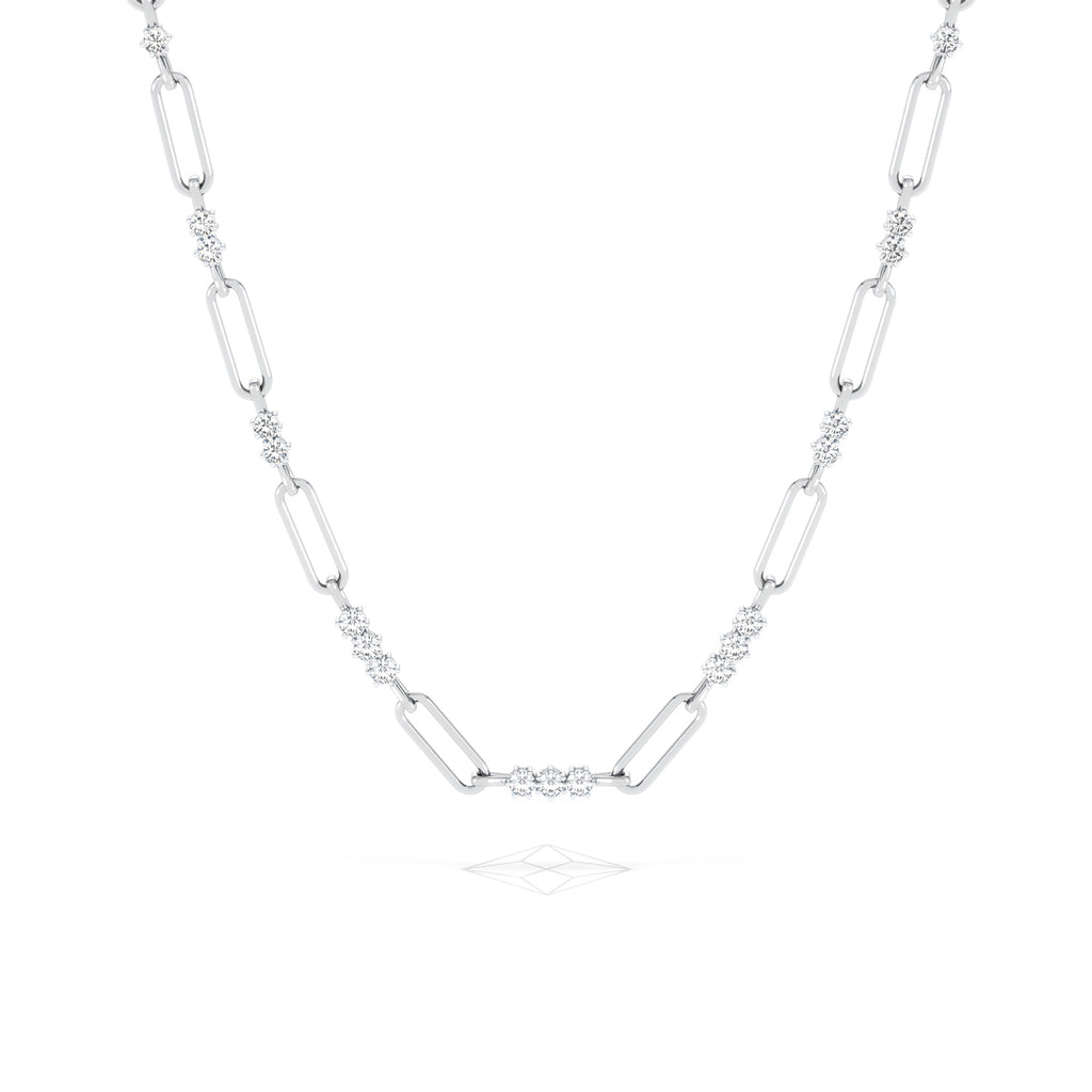 Paperclip 1.50ct Lab Diamond Link Necklace in 18K White Gold