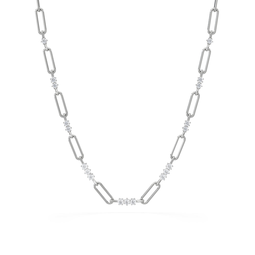 Paperclip 1.50ct Lab Diamond Link Necklace in 18K White Gold