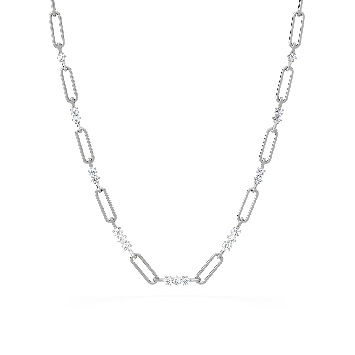 Paperclip 1.50ct Lab Diamond Link Necklace in 18K White Gold
