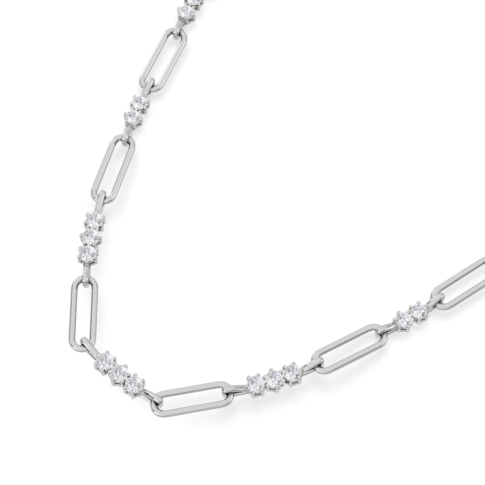 Paperclip 1.50ct Lab Diamond Link Necklace in 18K White Gold
