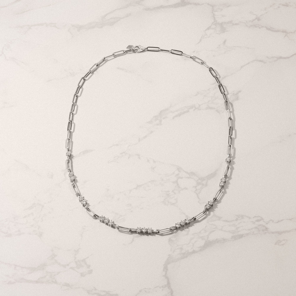 Paperclip 1.50ct Lab Diamond Link Necklace in 18K White Gold