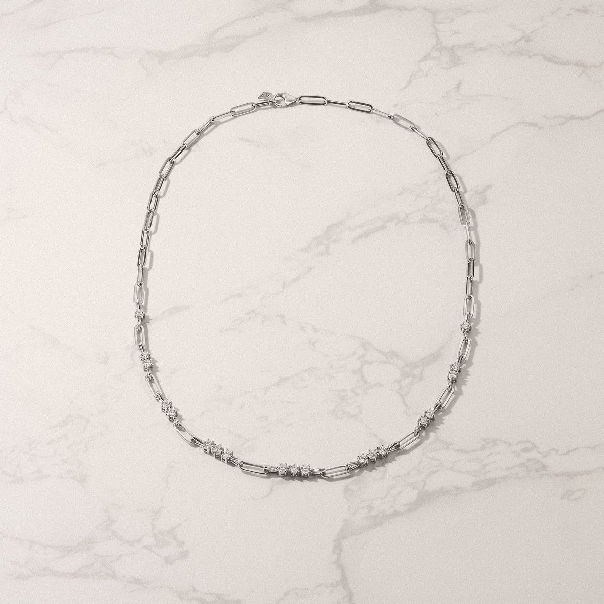 Paperclip 1.50ct Lab Diamond Link Necklace in 18K White Gold