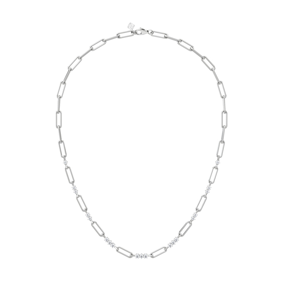Paperclip 1.50ct Lab Diamond Link Necklace in 18K White Gold