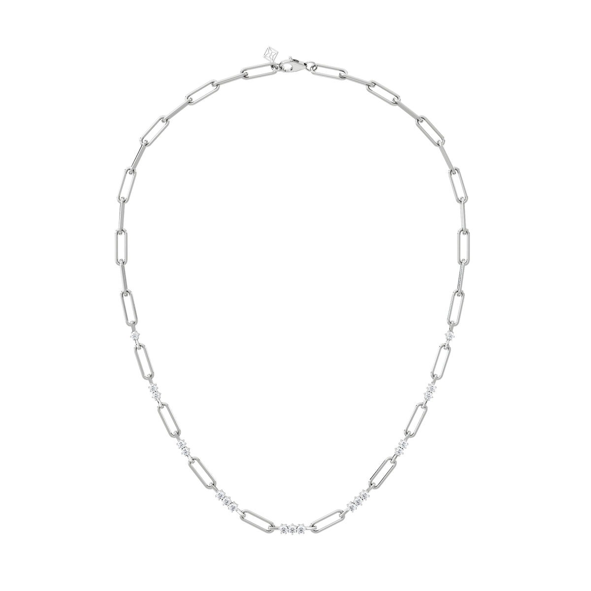 Paperclip 1.50ct Lab Diamond Link Necklace in 18K White Gold
