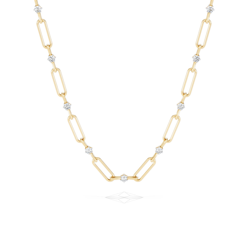 Paperclip 0.74ct Lab Diamond Link Necklace in 18K Yellow Gold