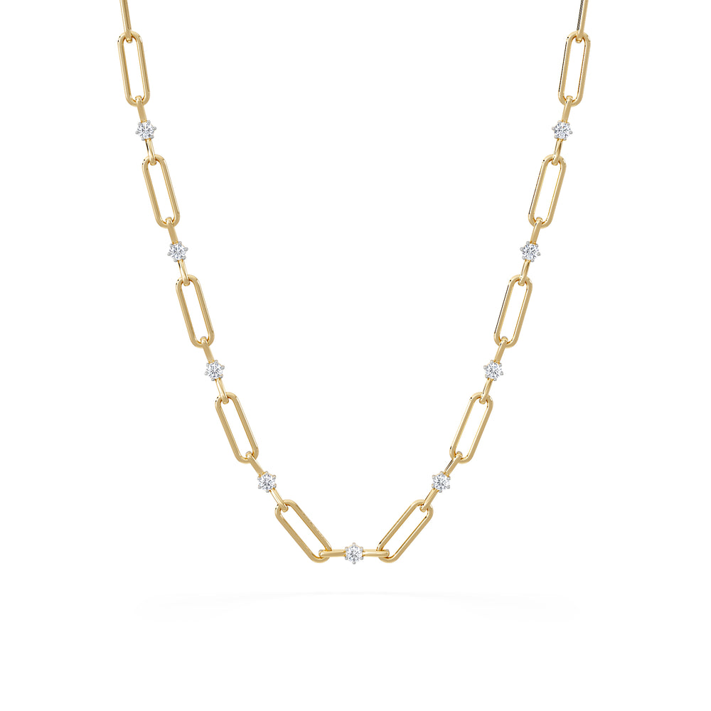 Paperclip 0.74ct Lab Diamond Link Necklace in 18K Yellow Gold