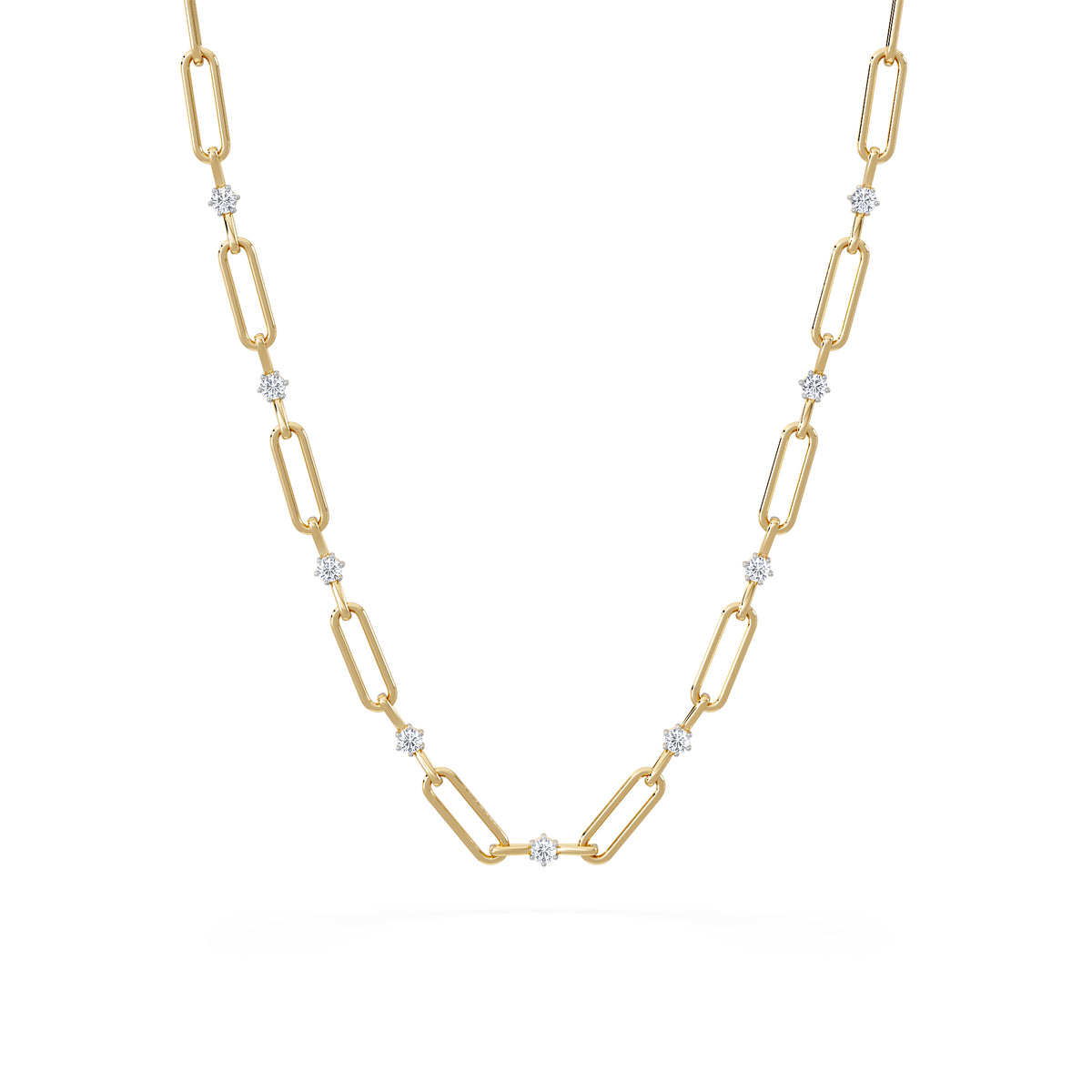 Paperclip 0.74ct Lab Diamond Link Necklace in 18K Yellow Gold