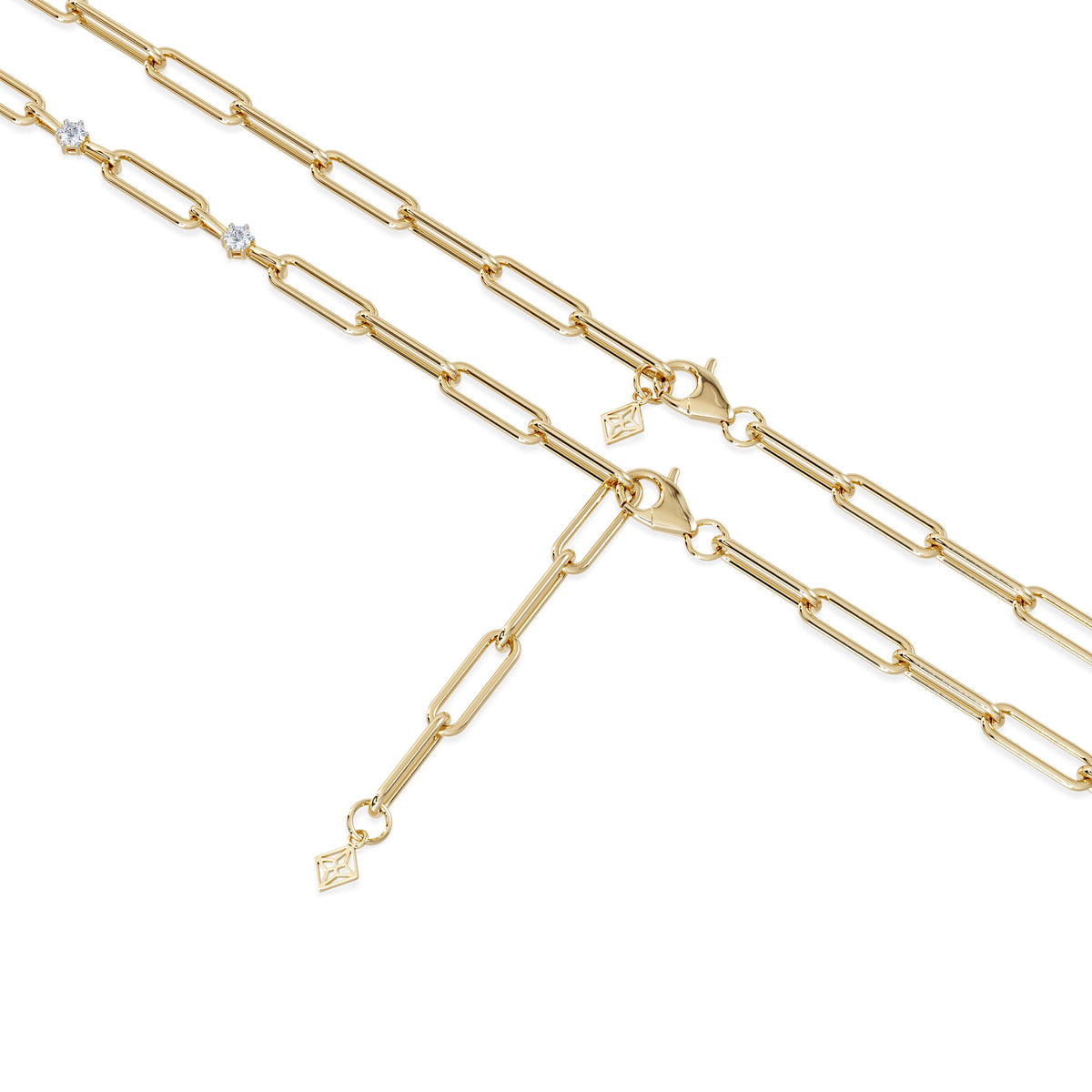 Paperclip 0.74ct Lab Diamond Link Necklace in 18K Yellow Gold
