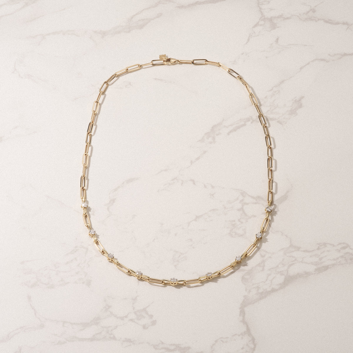 Paperclip 0.74ct Lab Diamond Link Necklace in 18K Yellow Gold