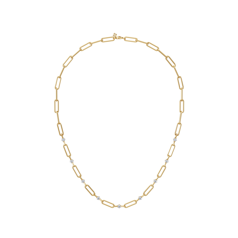 Paperclip 0.74ct Lab Diamond Link Necklace in 18K Yellow Gold
