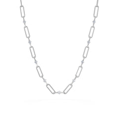 Paperclip 0.74ct Lab Diamond Link Necklace in 18K White Gold