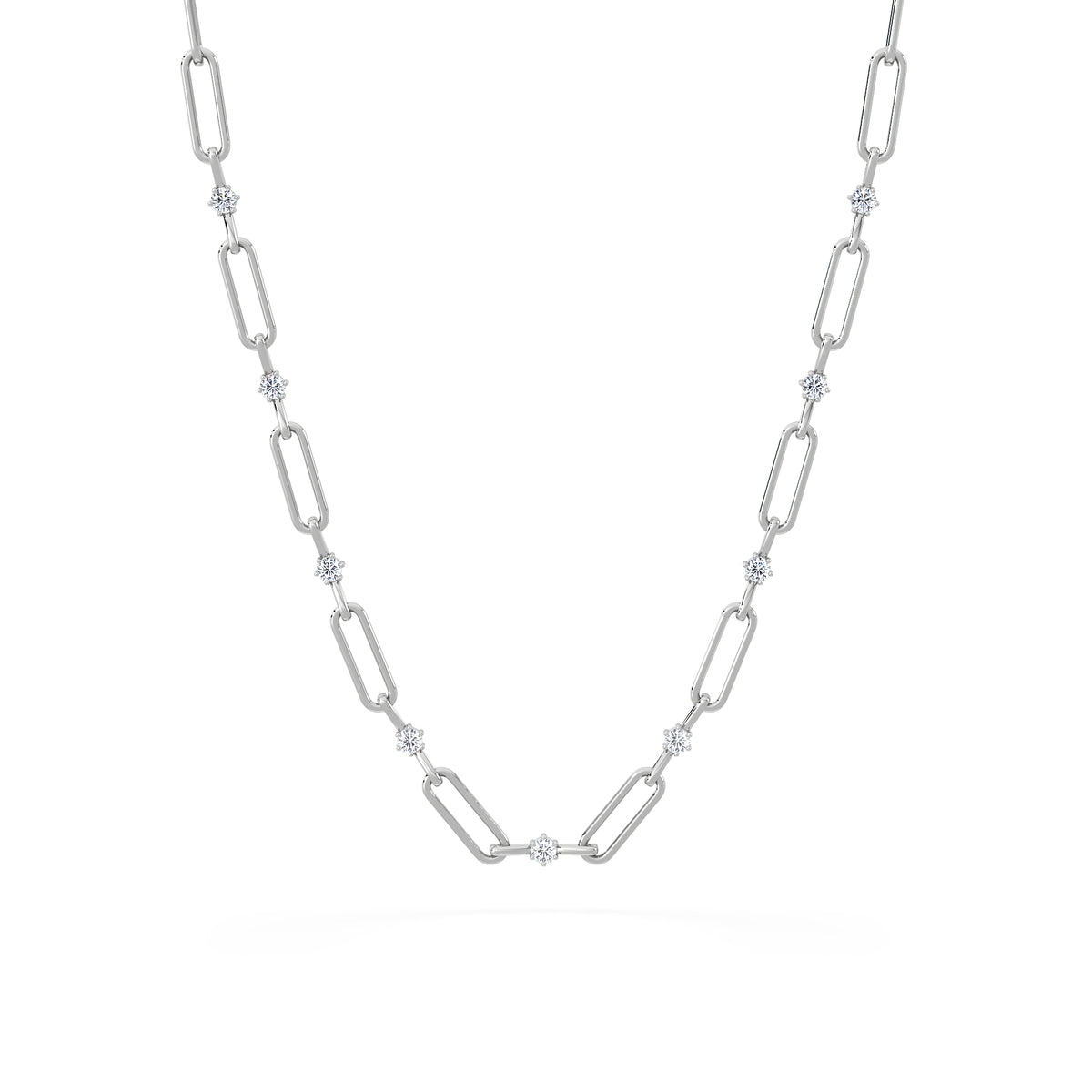 Paperclip 0.74ct Lab Diamond Link Necklace in 18K White Gold