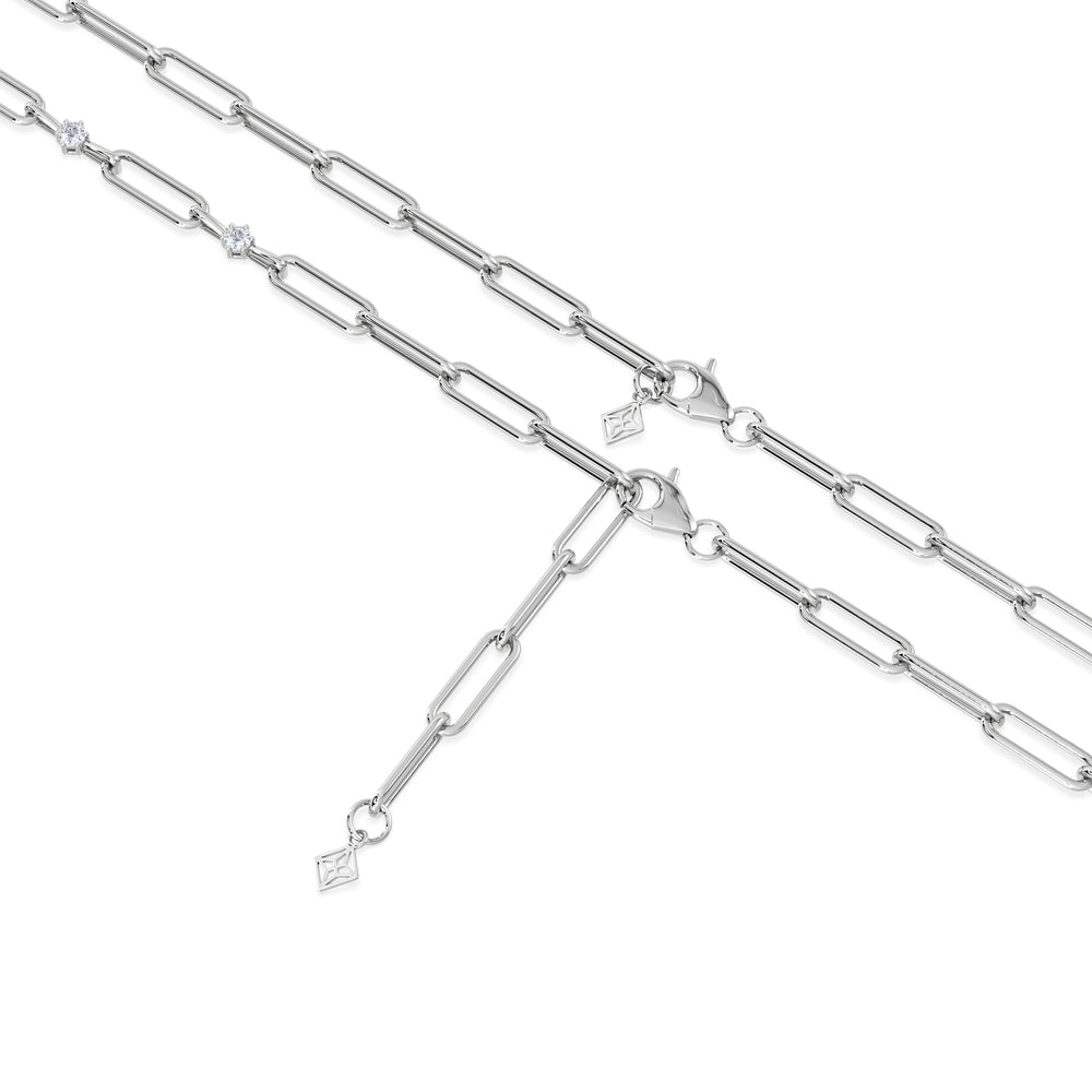 Paperclip 0.74ct Lab Diamond Link Necklace in 18K White Gold