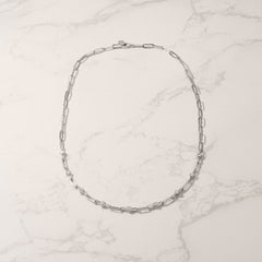 Paperclip 0.74ct Lab Diamond Link Necklace in 18K White Gold