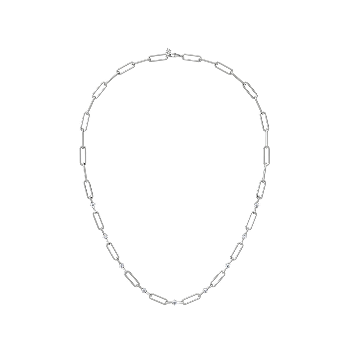 Paperclip 0.74ct Lab Diamond Link Necklace in 18K White Gold
