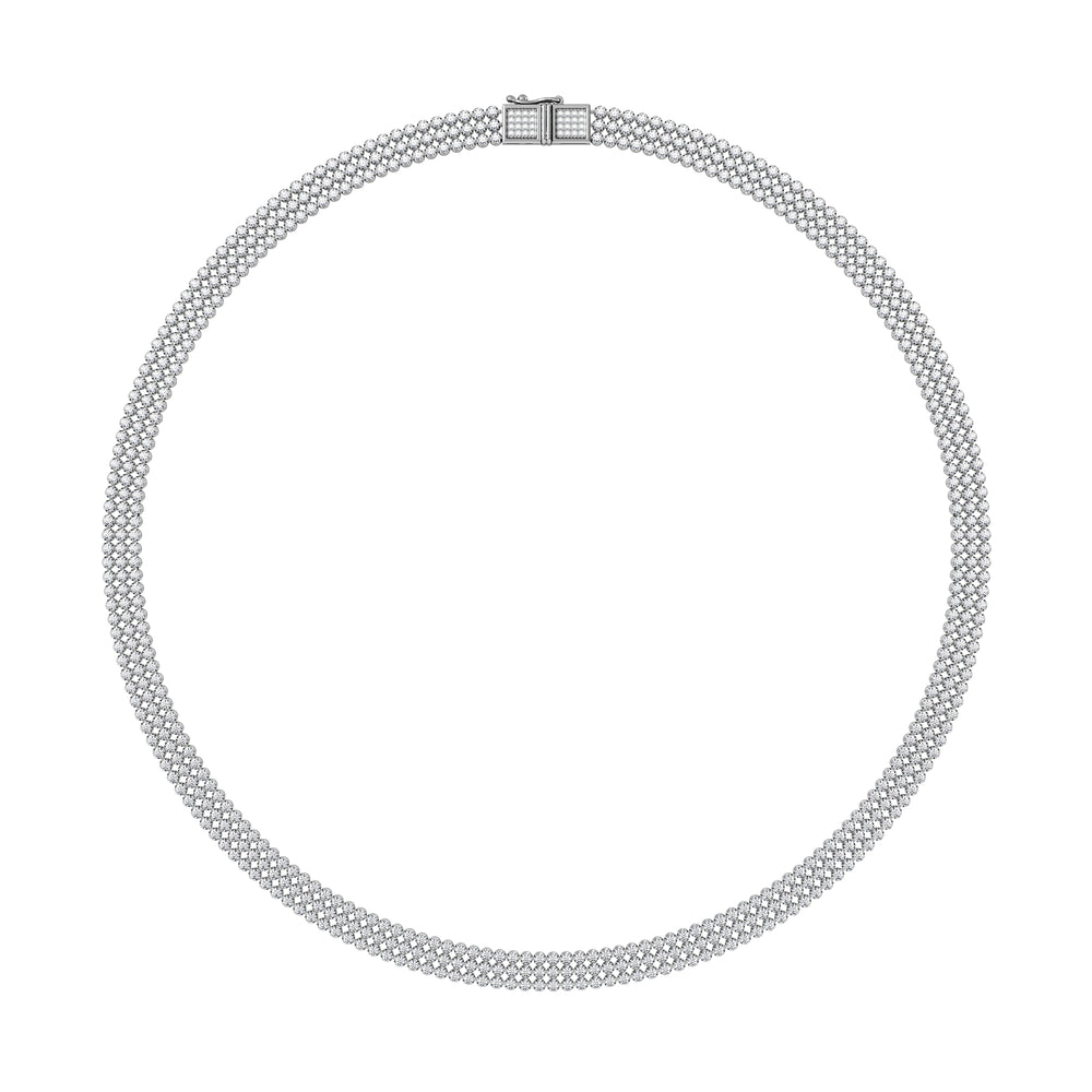 Soirée 7.25ct Round Cut Lab Diamond Choker Necklace in 18K White Gold