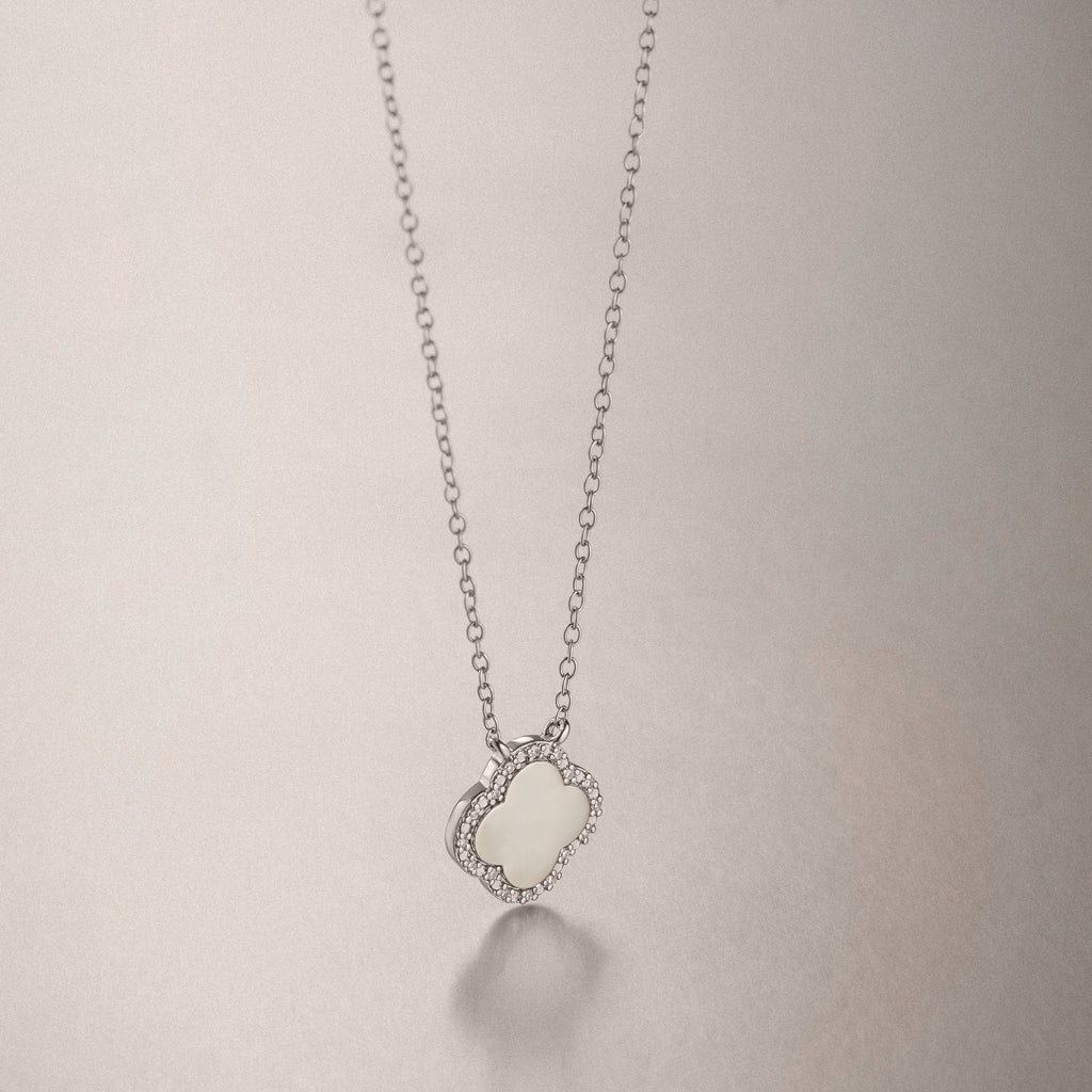 Florence 0.06ct Lab Diamond Halo Necklace in Sterling Silver