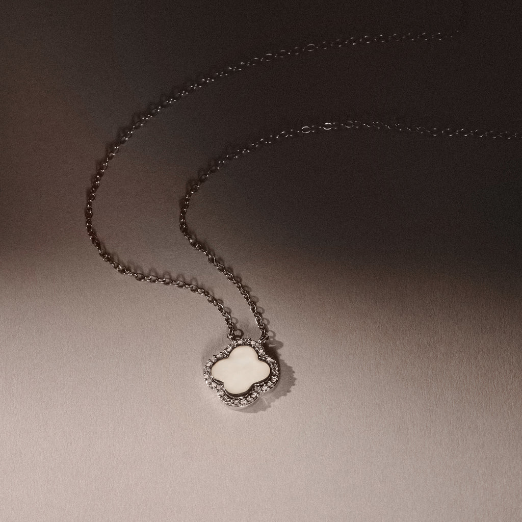 Florence 0.06ct Lab Diamond Halo Necklace in Sterling Silver