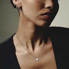 Florence 0.06ct Lab Diamond Halo Necklace in Sterling Silver