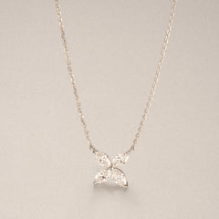 Luxe Floral 1.00ct Marquise Cut Lab Diamond Necklace in 18K White Gold