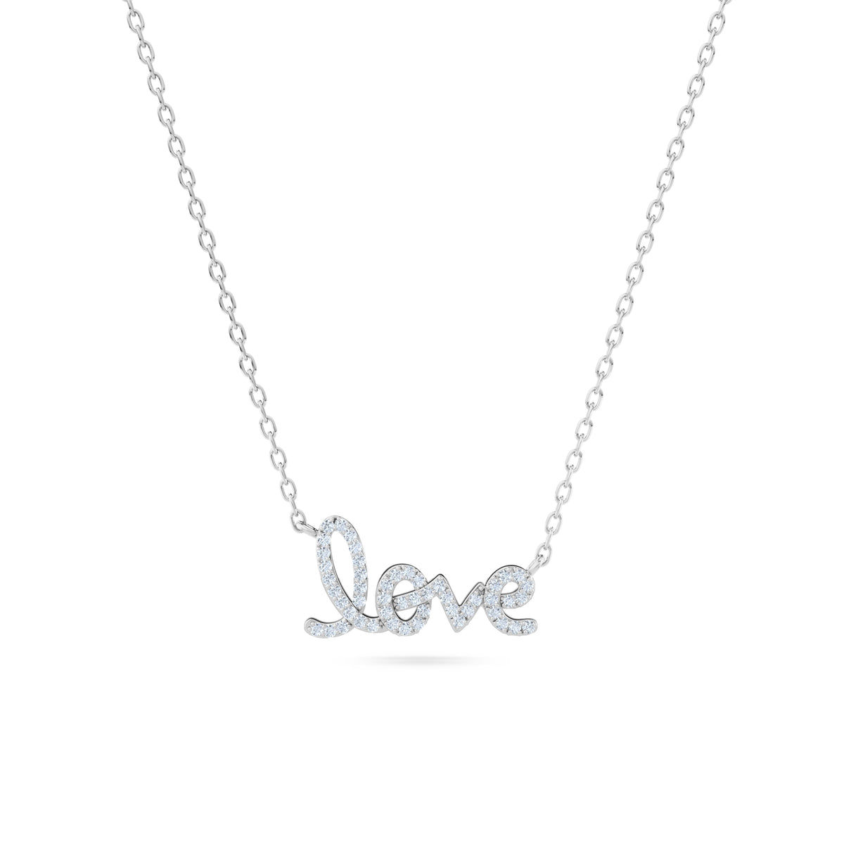 Love Motif 0.20ct Lab Diamond Necklace in Sterling Silver