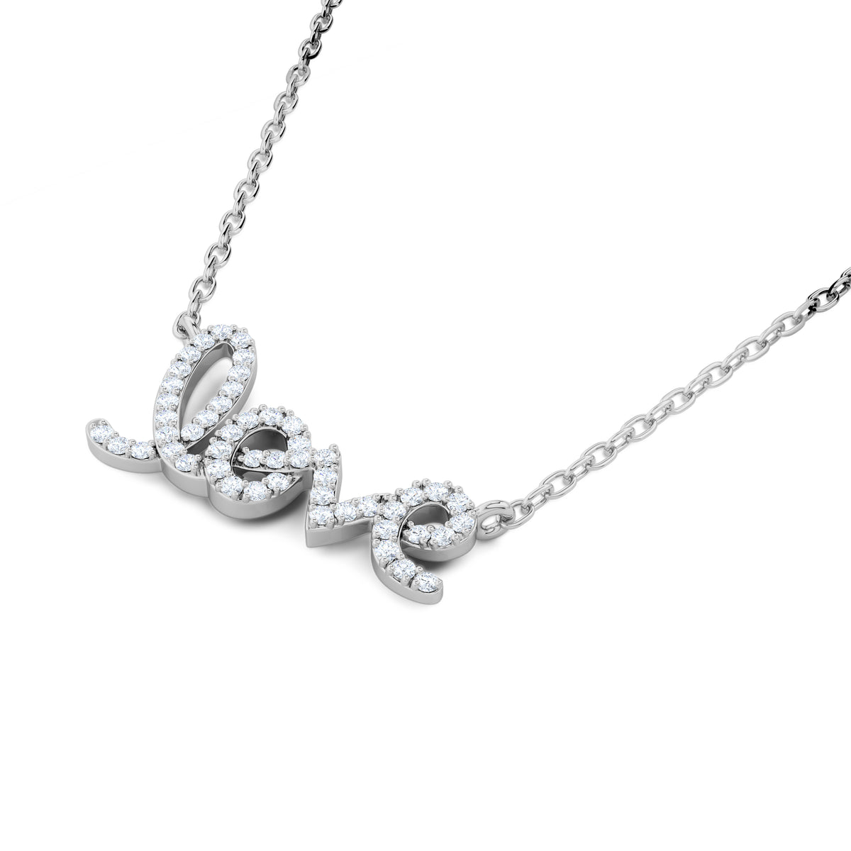 Love Motif 0.20ct Lab Diamond Necklace in Sterling Silver