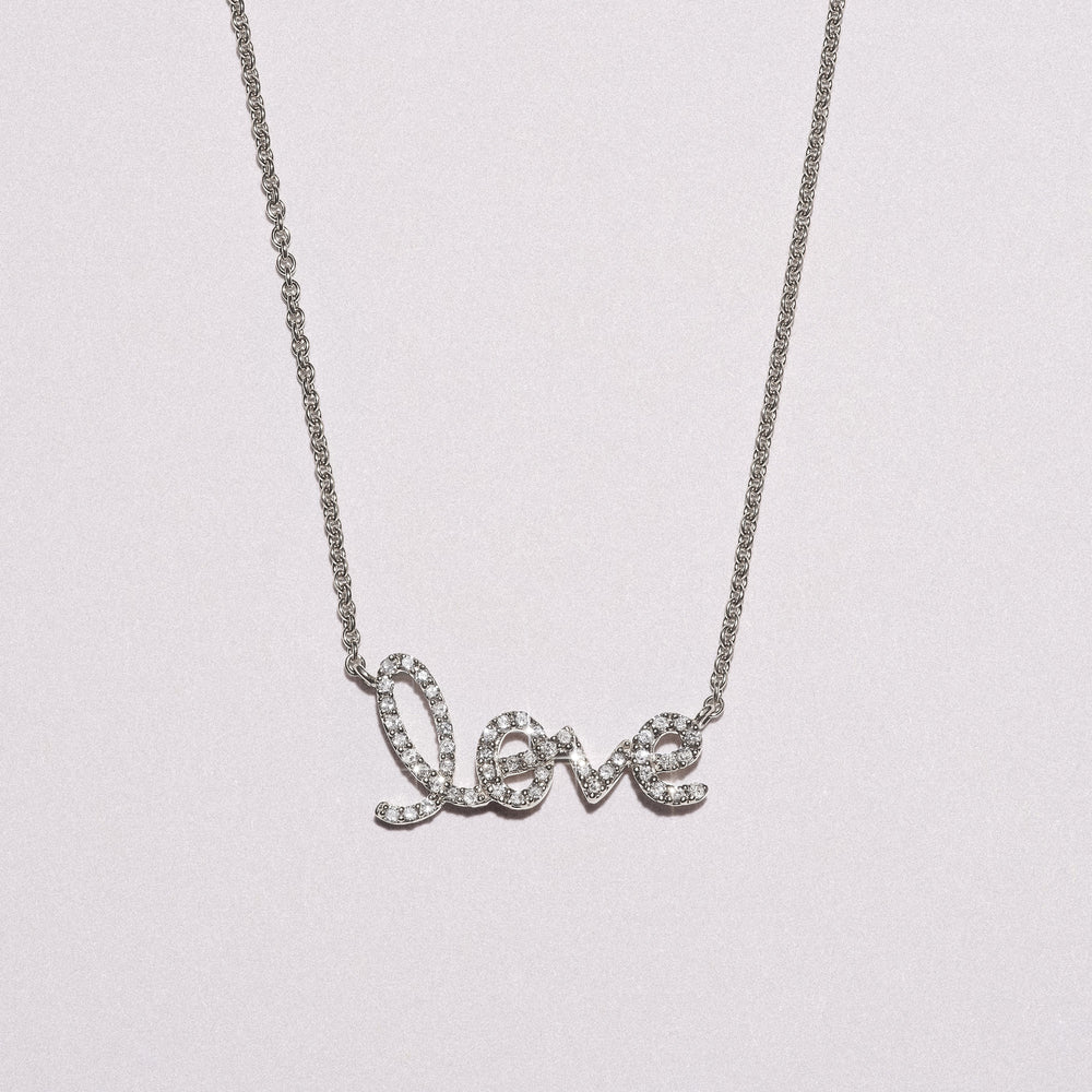 Love Motif 0.20ct Lab Diamond Necklace in Sterling Silver