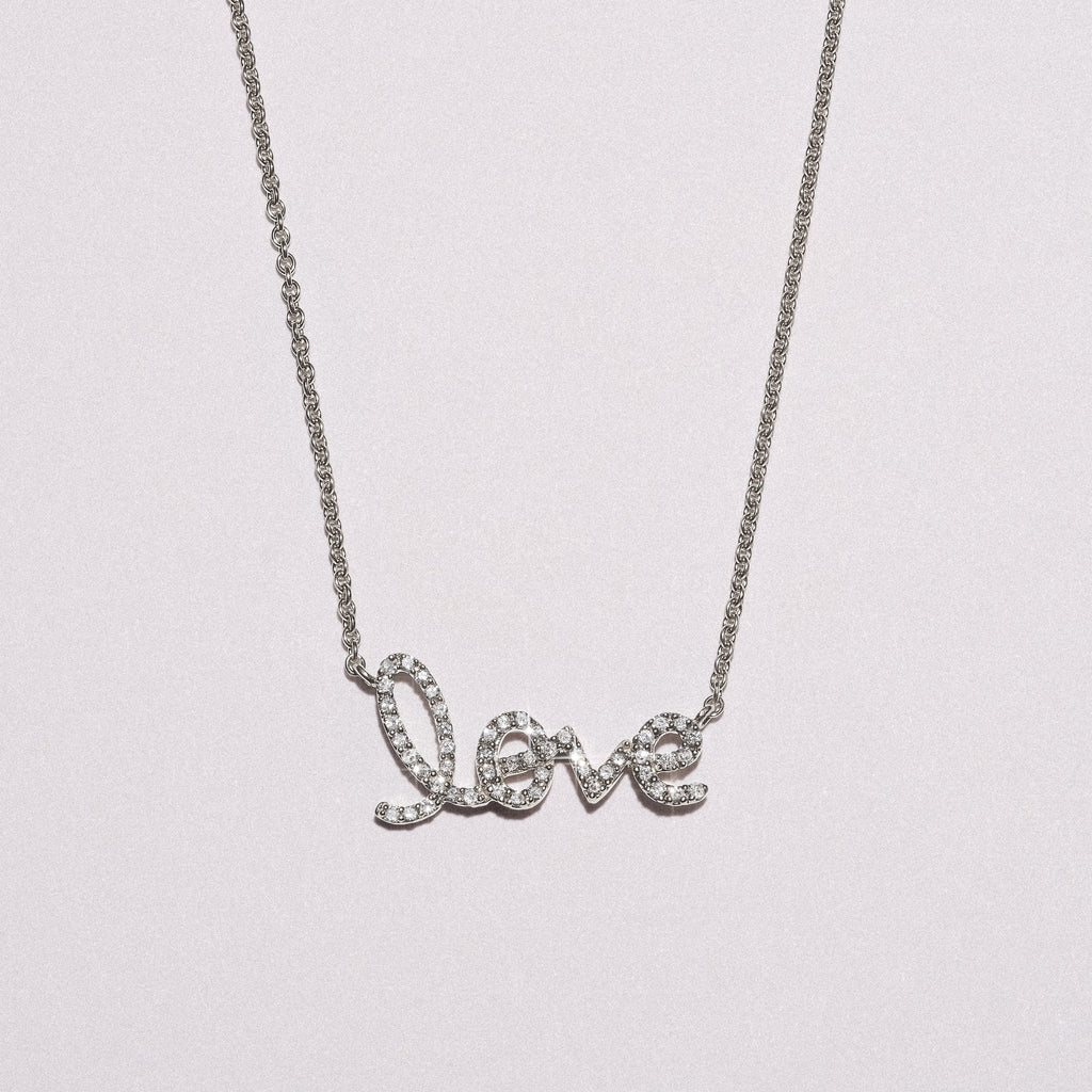 Love Motif 0.20ct Lab Diamond Necklace in Sterling Silver