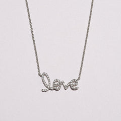 Love Motif 0.20ct Lab Diamond Necklace in Sterling Silver