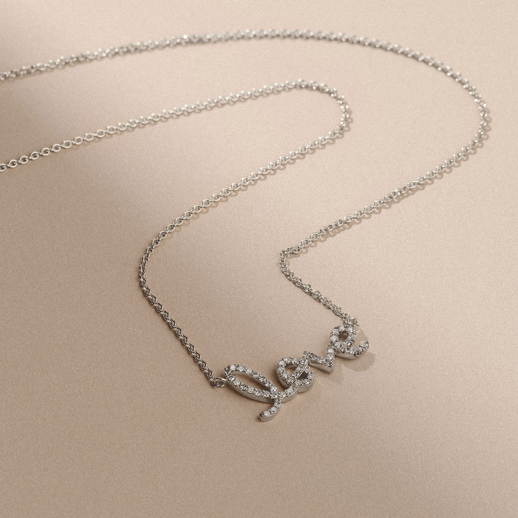 Love Motif 0.20ct Lab Diamond Necklace in Sterling Silver