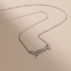 Love Motif 0.20ct Lab Diamond Necklace in Sterling Silver