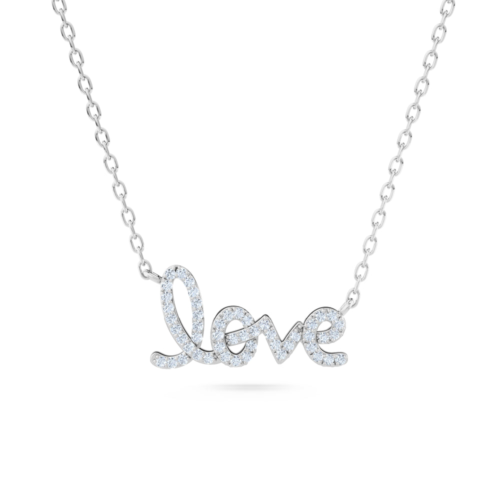Love Motif 0.20ct Lab Diamond Necklace in Sterling Silver