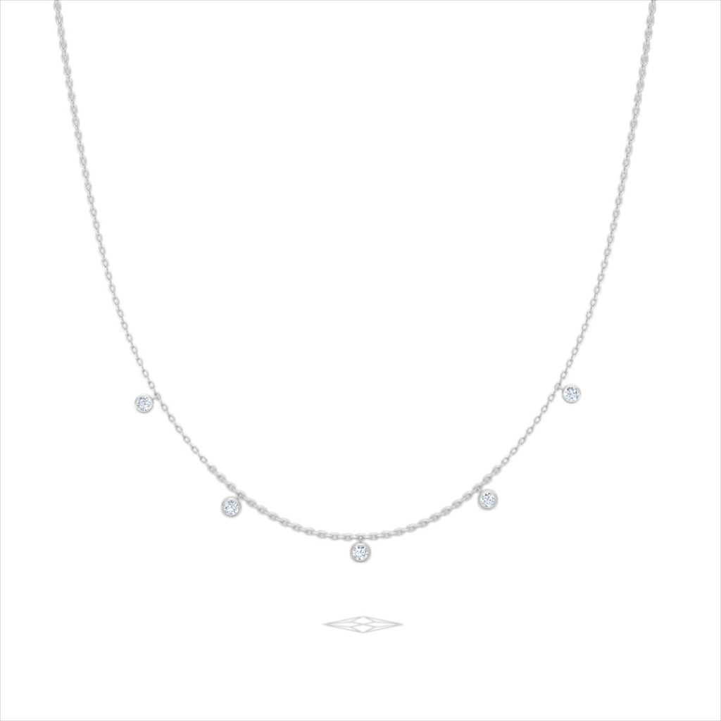 Icon Bezel 0.50ct Round Cut Lab Diamond Station Necklace in Sterling Silver