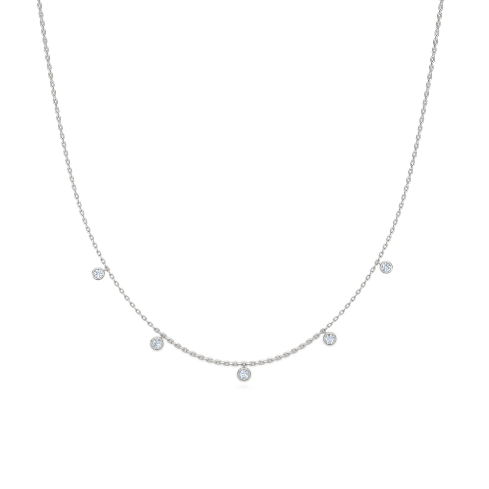 Icon Bezel 0.50ct Round Cut Lab Diamond Station Necklace in Sterling Silver